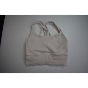 Lululemon Energy Ribbed Longline Bra Cream Athletic Gym Yoga Active Womens 2